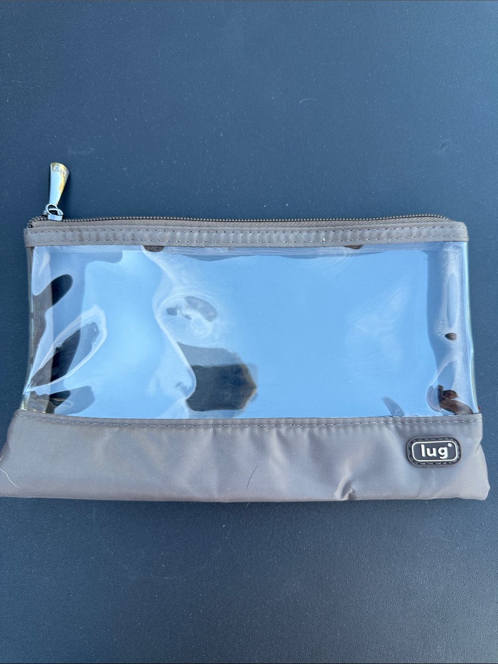 lug Clear Toiletry Pouch with Taupe Trim
